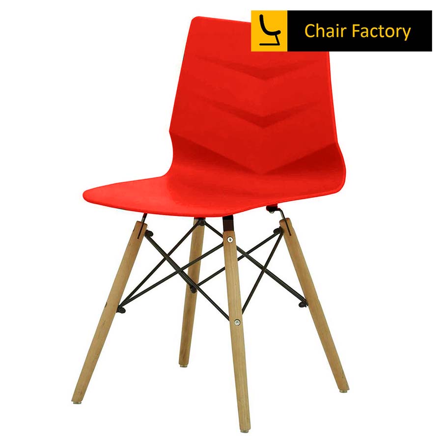 Preston Red Cafe Chair With Wooden Legs